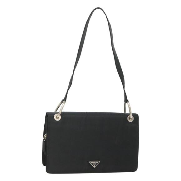 PRADA Shoulder Bag Nylon Black Silver - Picture 1 of 13